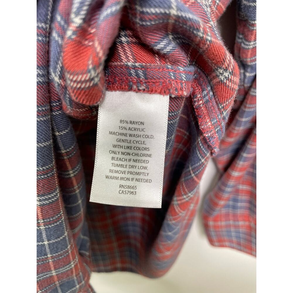 Plus size 1X Plaid Boyfriend Button-Up Shirt Chest Pocket Treasure  Bond Country - Picture 5 of 9